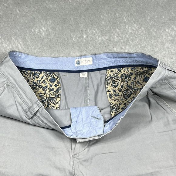 J Crew Shorts Mens 36 Gray Flat Front Chino Cotton 10" Inseam Preppy - Picture 5 of 11